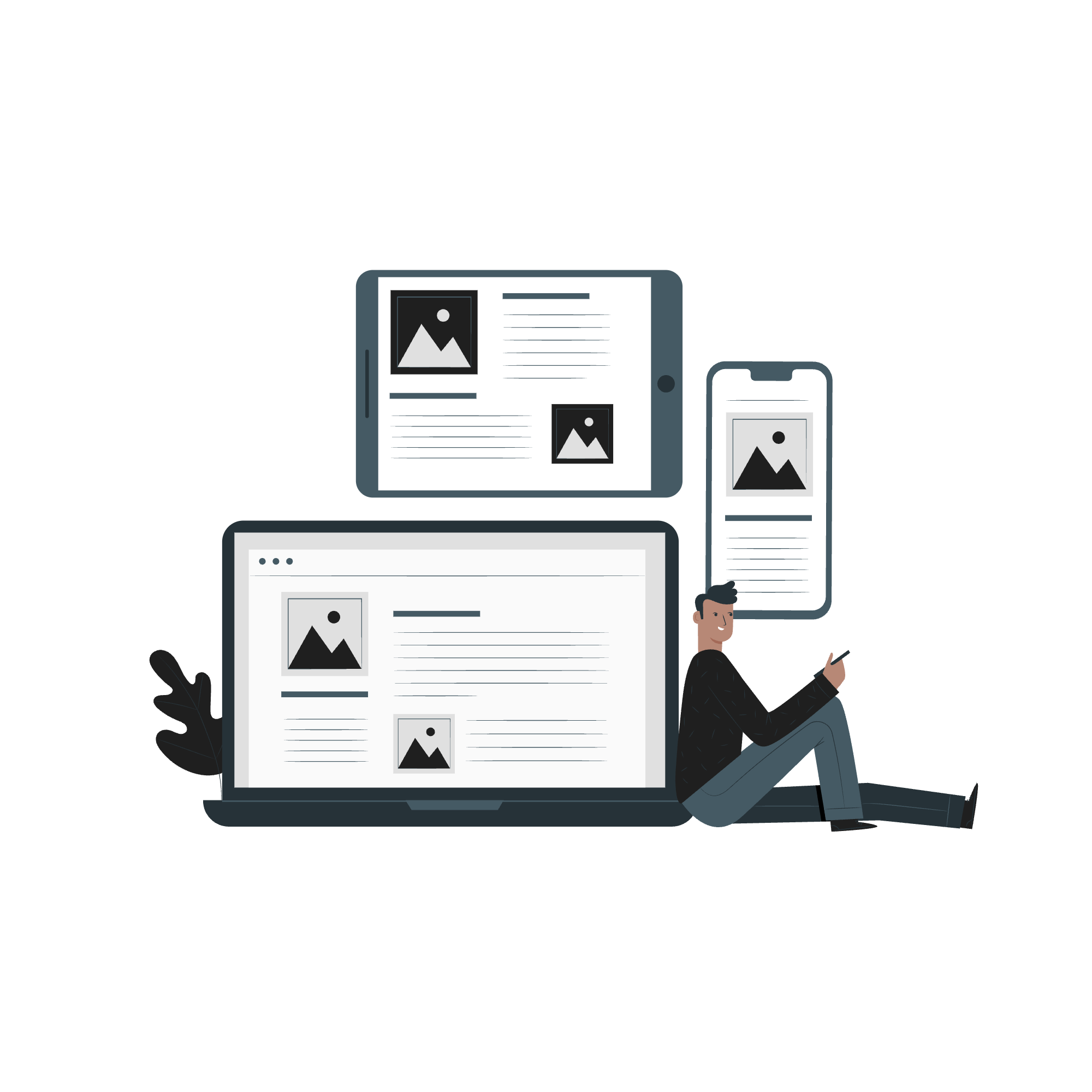Illustration de solutions digitales sur différents appareils